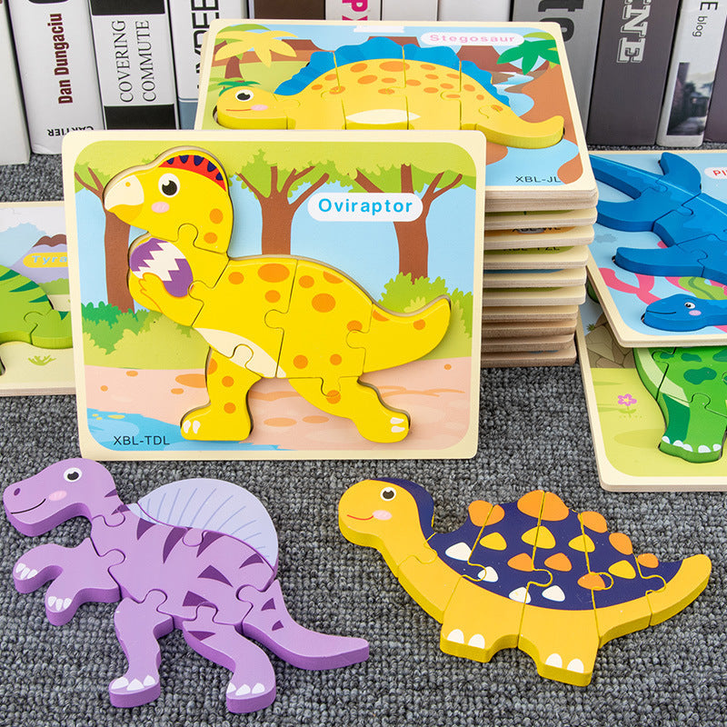 Wooden Dinosaur 3D Puzzle – Montessori Learning Toy for Kids