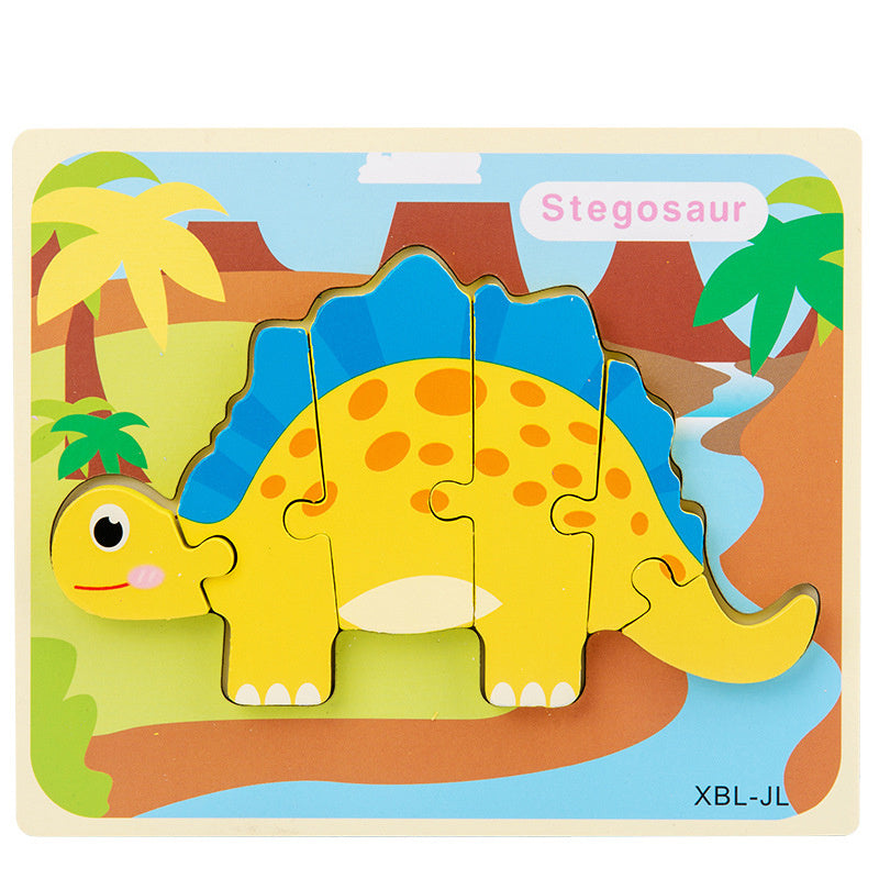 Wooden Dinosaur 3D Puzzle – Montessori Learning Toy for Kids