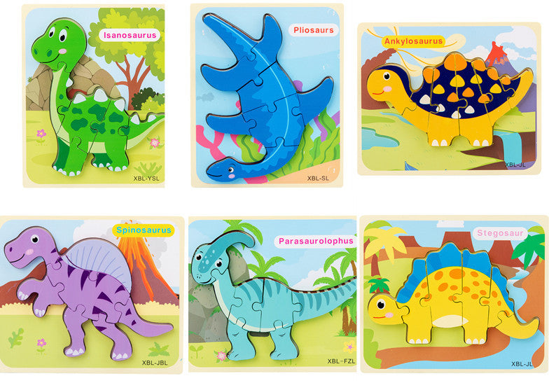 Wooden Dinosaur 3D Puzzle – Montessori Learning Toy for Kids