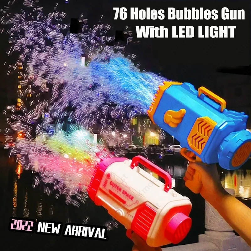 Rocket 69-Hole Bubble Blaster – Light-Up Automatic Fun for Kids!