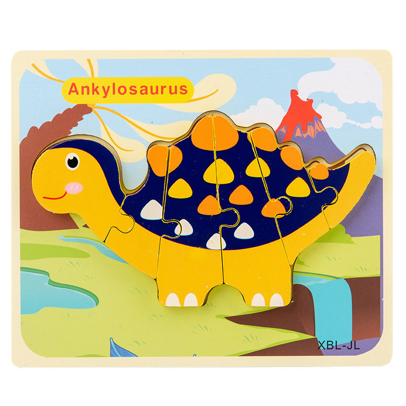 Wooden Dinosaur 3D Puzzle – Montessori Learning Toy for Kids