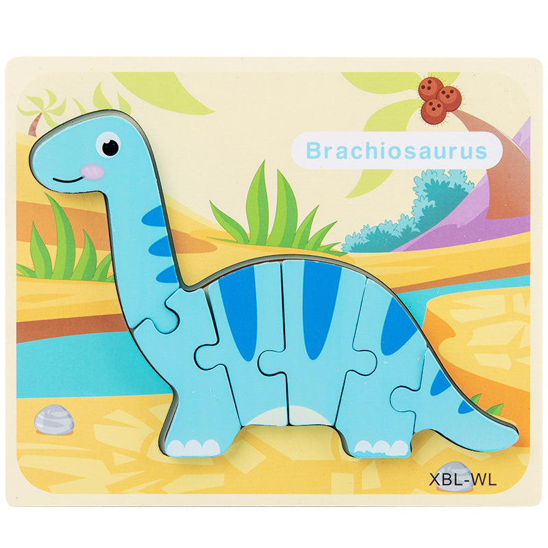 Wooden Dinosaur 3D Puzzle – Montessori Learning Toy for Kids