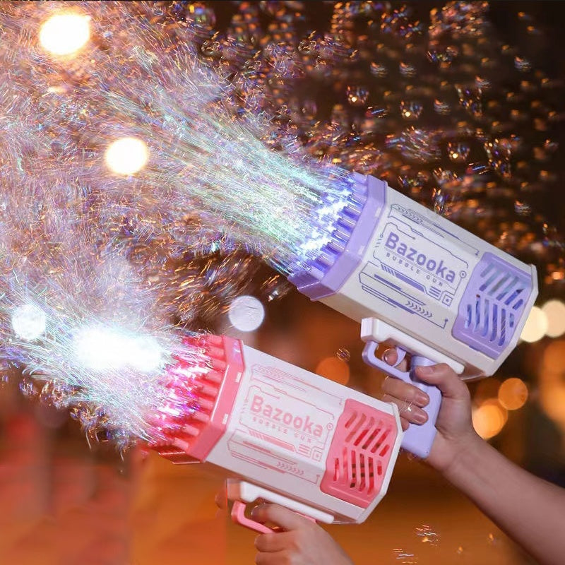Rocket 69-Hole Bubble Blaster – Light-Up Automatic Fun for Kids!