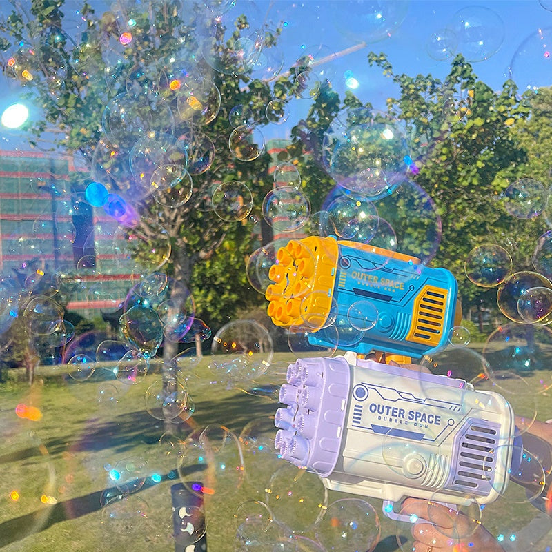 Rocket 69-Hole Bubble Blaster – Light-Up Automatic Fun for Kids!