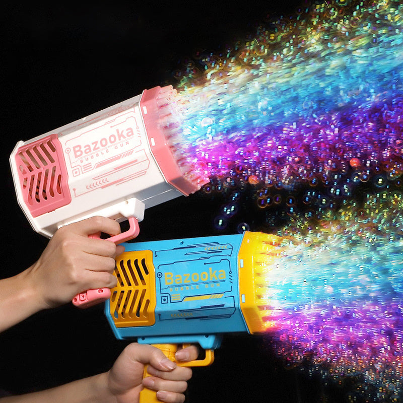 Rocket 69-Hole Bubble Blaster – Light-Up Automatic Fun for Kids!