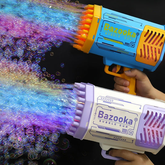 Rocket 69-Hole Bubble Blaster – Light-Up Automatic Fun for Kids!
