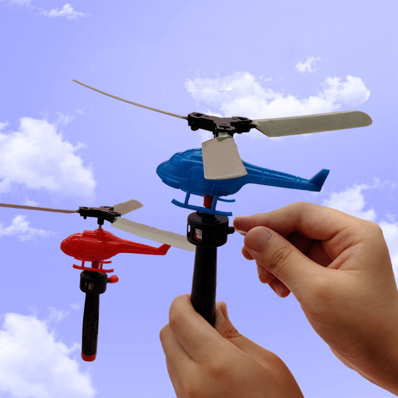 Flying Helicopter Launcher Toy – Hand-Powered Soaring Fun for Kids