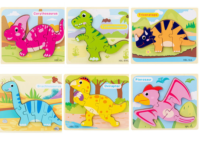 Wooden Dinosaur 3D Puzzle – Montessori Learning Toy for Kids