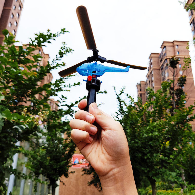 Flying Helicopter Launcher Toy – Hand-Powered Soaring Fun for Kids